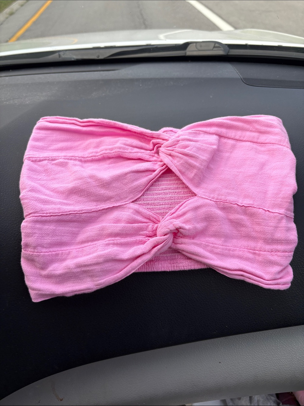 Pink Twist-Knot Bandeau Tube Top